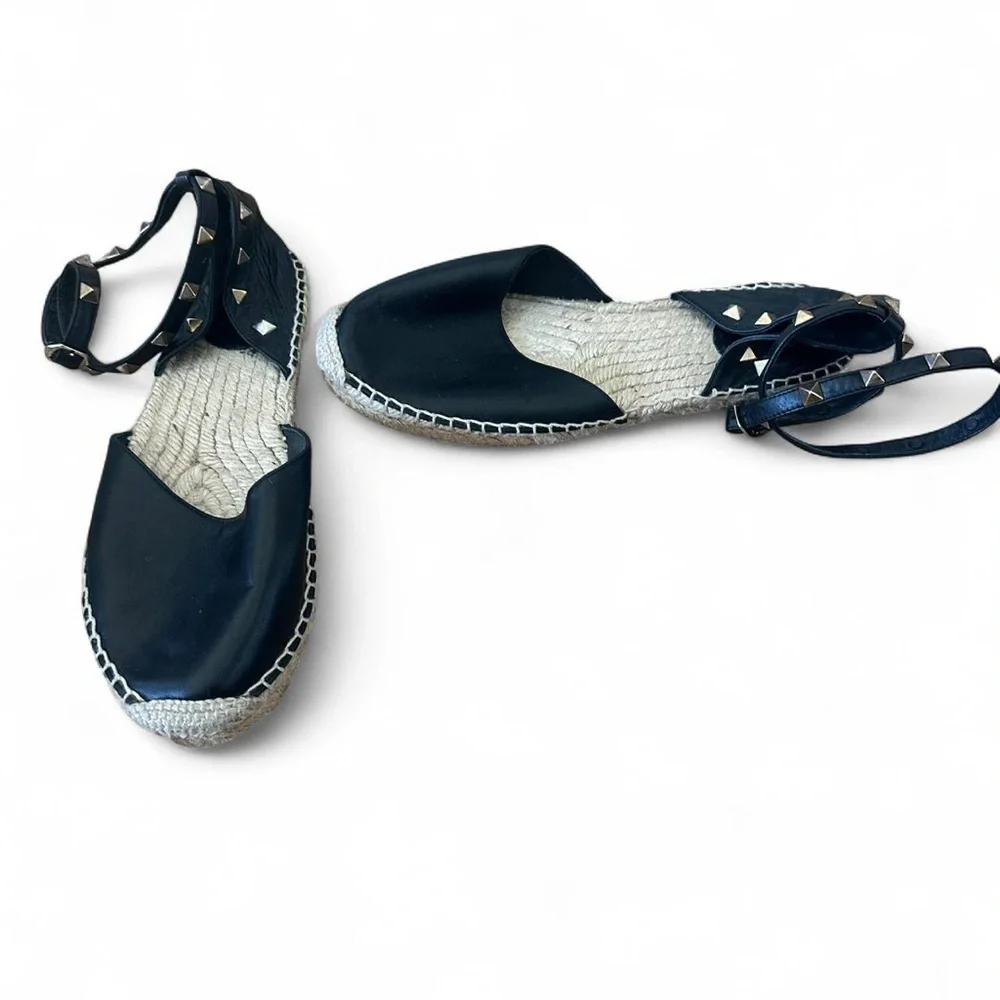 Ash Zania d'Orsay Esapdrilles Black Studded Leather Size 39 MSRP $298